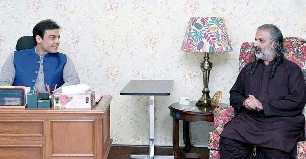 وفاقی وزیر انسداد منشیات شاہ زین بگٹی دی وزیر اعلیٰ پنجاب حمزہ شہباز نال ملاقات