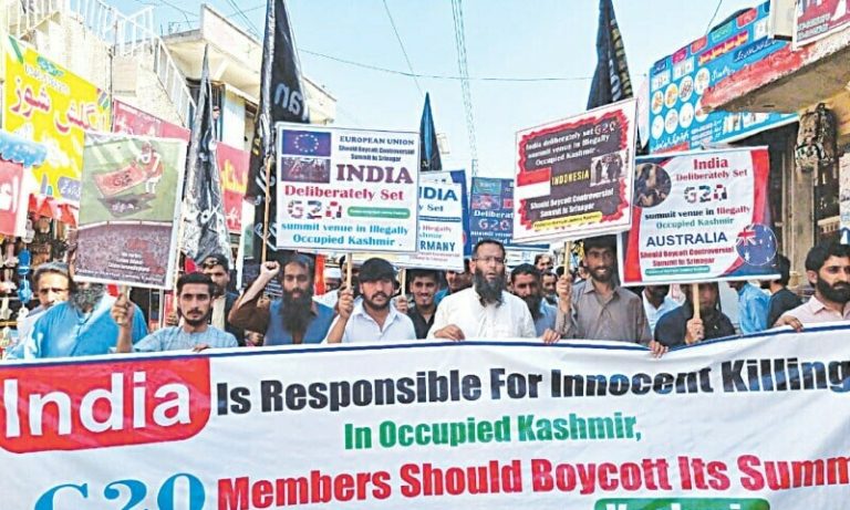 سری نگر اچ جی ٢٠ اجلاس دے انعقد دیخلاف پاسبان حریت جموں کشمیر دا احتجاج